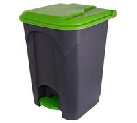 Large Kitchen Recycling Bin 45L - Tall Plastic Indoor Rubbish Waste & Recycle Bin with Lid - Heavy Duty Home Office Dustbin Waste Container - Fits Standard Bin Bags - Easy Clean & Durable (45L, Green)
