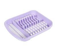 Large Kitchen Sink Dish Drainer Plate Rack Holder Plastic Cutlery Storage (Lavender)