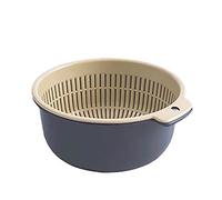 Large Kitchen Strainer Colander Bowl Sets,Double-Layer Plastic Fruits Vegetable Washing Basket, Drain Bowls for Cleaning Washing Mixing, Detachable for Pasta Salad Berry (Large)