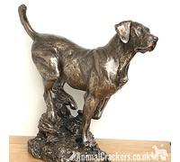 Large Labrador On Rocks Dog Figurine In Solid Cold Cast Bronze Designed By David Geenty, Quality Dog Lover Home Decoration Animal Crackers Bronze One Size