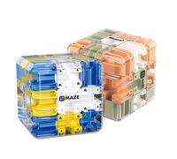 Large Labyrinth 3D Maze Cube, 3x3 Magic Cube Maze Ball Puzzle - Engaging Brain Teaser Toy, Stress Relief, for Spatial Awareness Brain Training, Logic Development (Blue + Orange)