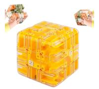 Large Labyrinth 3D Maze Cube - Engaging Brain Teaser Toy, Challenging Handheld Brain Teaser with Steel Ball, Portable Interactive Puzzle Cube for Focus Training, Relaxation(Orange)