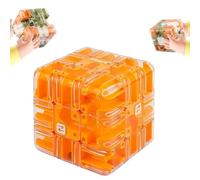 Large Labyrinth 3D Maze Cube - Engaging Brain Teaser Toy, Challenging Handheld Brain Teaser with Steel Ball, Portable Interactive Puzzle Cube for Focus Training, Relaxation(Yellow)