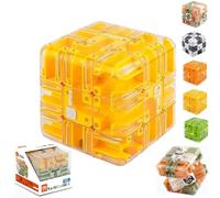 Large Labyrinth 3D Maze Cube,Engaging Brain Teaser Toy, Spatial Awareness Brain Training Toy for Stress Relief & Logic Development, Educational Focus Game Gift for Adults Teens (Yellow)