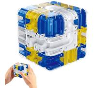 Large Labyrinth 3D Maze Cube, Logical Challenge 3x3 Maze Puzzle Cube Toy for Stress Relief & Logic Development, Spatial Awareness Brain Training Puzzle Gifts For Adults Kids Boys, Focus Game(Blue)