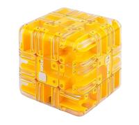 Large Labyrinth 3D Maze Cube, Logical Challenge 3x3 Maze Puzzle Cube Toy, Spatial Awareness Brain Training Toy for Stress Relief & Logic Development, Educational Focus Game Gift for Teens (Yellow)