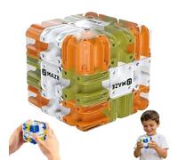 Large Labyrinth 3D Maze Puzzle Cube,Brain Teaser Cube Toy,3x3 Logic & Focus Toy for Kids & Adults, Educational Stress Relief Gift, Family Travel Fidget Cube Solving Gift for Kids and Adults (orange)