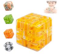 Large Labyrinth 3D Puzzle Mazes Cube - Engaging Brain Teaser Toy, 3D Maze Puzzle Cube Brain Teaser Game, Improve Spatial Recognition and Cultivate Logical Thinking(Yellow)