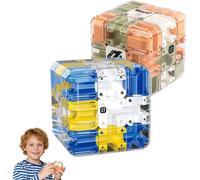 Large Labyrinth 3d Puzzles Maze Cube,1/2 PC 3d Rolling Ball Maze,Marble Labyrinth Cubes,Educational Focus Game Gift For Home Family Gatherings (blue+orange)
