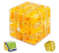 Large Labyrinth 3D Puzzles Maze Cube, 3D Magic Roller Ball Maze Cube - Engaging Brain Teaser, Sharpen Hand-Eye Coordination and Concentration, Spatial Awareness Brain Training Puzzle (Yellow)