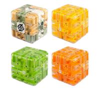 Large Labyrinth 3D Puzzles Maze Cube - 4 Pack 3D Ball Maze, Engaging Brain Teaser Toy, Spatial Awareness Brain Training Toy for Stress Relief & Logic Development, Spatial Logic Puzzle for Kids, Adults