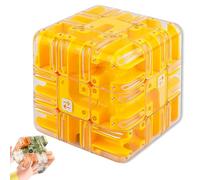 Large Labyrinth 3D Puzzles Maze Cube - Engaging Brain Teaser Toy, 3D Magic Cube Maze Ball Puzzles, for Logic Development, Educational Focus Game Gift for Adults Teens (Yellow)