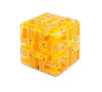 Large Labyrinth 3DPuzzle Maze Cube - Engaging Brain Teaser Toy, Magic 3D Maze Ball Cube, Mind Teaser Challenge Game, Spatial Logic Puzzle for Kids and Adults (Yellow)