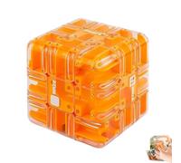 Large Labyrinth Puzzle Maze Cube - Engaging Brain Teaser Toy for Adults and Kids, Roller Ball Smart Spatial Cube Maze, Logic Puzzle, Stress Relief Fidget Cubes Educational Focus Game Gift(Orange)