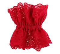 Large Lace Hair Scrunchies Red Fabric Elastic Hair Ties | Elegant Embroidery Detail, Secure Hold for Weddings and Stylish Updos, for Women