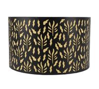 Large Lamp Shades,E27 E14 Barrel Metal Lampshade with Pattern Of Trees Lampshade 25cm/9.8inch Drum Lampshade Art Carved Hollow Lampshade with Shading Lining Water Grass Leaves(black)