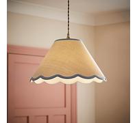 ValueLights | Large Easy Fit Natural Linen Tapered Light Shade with Blue Scallop Trim | Lamp Shades, Home Décor & Improvement Essential | 41cm Shade Width