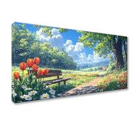 Large Landscape Diamond Art Kits Adults 50x100cm, Flower Diamond Painting Kits for Adults Beginners, DIY 5D Round Crystal Art, Rhinestones Embroidery Cross Stitch Painting for Room Decor Gifts Y0-773