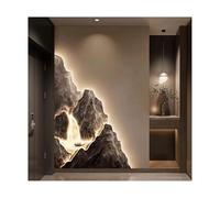 Large Landscape Wall Sculpture with LED Light, Flowing Water Art Decor, Plug-in Power Supply - Perfect for Wealth Inspiration, 50x70cm