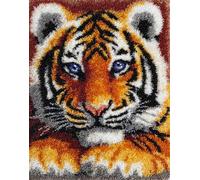 Large Latch Hook Kits for Adults, Tiger 52X38Cm Rug Making Kit for Adults Beginners, Pre-Printed Pattern Rug Making Kit, Tapestry Kits Rug for Beginners, Latch Hook Rug Kits Embroidery Carpe