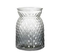 Large Lattice Waisted Vase Textured Glass Flower Vase in Smoked Charcoal or Pink 16cm by 12cm