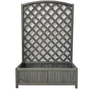 Large Lattice Wooden Planter - Grey