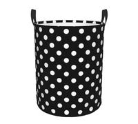 Large Laundry Basket Black and White Polka Dots Foldable Laundry Hamper Waterproof Collapsible Washing Bin Clothes Bag Freestanding Dirty Clothes Hampers for Laundry, Bedroom, Dorm