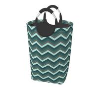 Large Laundry Basket, Blue Gray Zig Zag Design Collapsible Laundry Hamper Dirty Clothes Washing Bin for College Dorm Storage Essentials