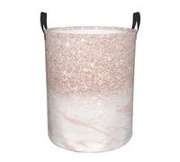 Large Laundry Basket Blush Pink Rose Gold Foldable Laundry Hamper Waterproof Collapsible Washing Bin Clothes Bag Freestanding Dirty Clothes Hampers for Laundry, Bedroom, Dorm