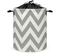 Large Laundry Basket, Gray Chevrons Zig Zag Pattern Collapsible Laundry Hamper with Drawstring Dirty Clothes Washing Bin for College Dorm Storage Essentials