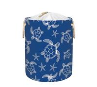 Large Laundry Basket Hamper 58L - Starfish Turtle Collapsible Storage Bin for Blankets, Kids Toys, Dirty Clothes, Tall Baby Nursery Hamper for Bedroom, Bathroom Decor, Gift Basket