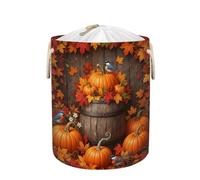 Large Laundry Basket Hamper 58L - Umpkins Autumn Leaves Collapsible Storage Bin for Blankets, Kids Toys, Dirty Clothes, Tall Baby Nursery Hamper for Bedroom, Bathroom Decor, Gift Basket