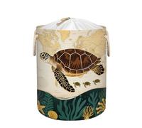 Large Laundry Basket Hamper 58L - Vintage Sea Turtle Map Collapsible Storage Bin for Blankets, Kids Toys, Dirty Clothes, Tall Baby Nursery Hamper for Bedroom, Bathroom Decor, Gift Basket