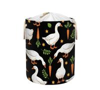 Large Laundry Basket Hamper 58L - White Geese Collapsible Storage Bin for Blankets, Kids Toys, Dirty Clothes, Tall Baby Nursery Hamper for Bedroom, Bathroom Decor, Gift Basket