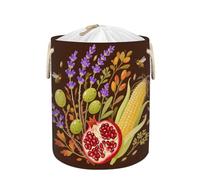 Large Laundry Basket Hamper - Autumn Harvest Pomegranate 58L Collapsible Storage Bin for Kids Toys, Blankets, Dirty Clothes, Tall Baby Nursery Hamper for Bathroom, Bedroom Decor, Gift Basket