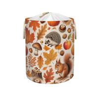 Large Laundry Basket Hamper - Autumn Hedgehog Squirrel 58L Collapsible Storage Bin for Kids Toys, Blankets, Dirty Clothes, Tall Baby Nursery Hamper for Bathroom, Bedroom Decor, Gift Basket