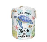 Large Laundry Basket Hamper - Beach Turtle Ocean 58L Collapsible Storage Bin for Kids Toys, Blankets, Dirty Clothes, Tall Baby Nursery Hamper for Bathroom, Bedroom Decor, Gift Basket