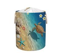 Large Laundry Basket Hamper - Beach Turtle Seashells 58L Collapsible Storage Bin for Kids Toys, Blankets, Dirty Clothes, Tall Baby Nursery Hamper for Bathroom, Bedroom Decor, Gift Basket