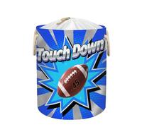Large Laundry Basket Hamper - Blue Football Touchdown 58L Collapsible Storage Bin for Kids Toys, Blankets, Dirty Clothes, Tall Baby Nursery Hamper for Bathroom, Bedroom Decor, Gift Basket