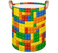 Large Laundry Basket Hamper - Colourful Building Blocks 62L Collapsible Storage Bin for Blankets, Kids Toys, Clothes, Tall Baby Nursery Hamper for Bathroom, Boys Bedroom Decor, Gift Basket, 40 x 52 cm