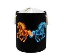 Large Laundry Basket Hamper - Fire Ice Flame Horses Collapsible Storage Bin for Dirty Clothes, Kids Toys, Blankets, 58L Tall Baby Nursery Hamper for Bathroom, Bedroom Decor, Gift Basket