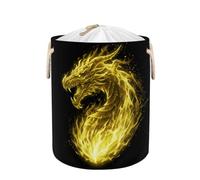 Large Laundry Basket Hamper - Golden Fire Dragon Collapsible Storage Bin for Kids Toys, Blankets, Dirty Clothes, Tall 58L Baby Nursery Hamper for Bathroom, Bedroom Decor, Gift Basket