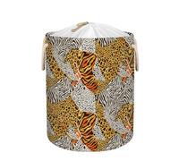 Large Laundry Basket Hamper - Leopard Print Zebra Stripes Collapsible Storage Bin for Kids Toys, Blankets, Dirty Clothes, Tall 58L Baby Nursery Hamper for Bathroom, Bedroom Decor, Gift Basket