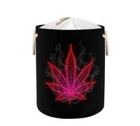 Large Laundry Basket Hamper - Neon Red Leaf Collapsible Storage Bin for Dirty Clothes, Kids Toys, Blankets, 58L Tall Baby Nursery Hamper for Bathroom, Bedroom Decor, Gift Basket