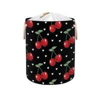 Large Laundry Basket Hamper - Red Cherry Collapsible Storage Bin for Dirty Clothes, Kids Toys, Blankets, 58L Tall Baby Nursery Hamper for Bathroom, Bedroom Decor, Gift Basket