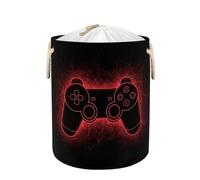 Large Laundry Basket Hamper - Red Gaming Controller Collapsible Storage Bin for Dirty Clothes, Kids Toys, Blankets, 58L Tall Baby Nursery Hamper for Bathroom, Bedroom Decor, Gift Basket