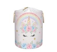 Large Laundry Basket Hamper - Unicorn Roses Collapsible Storage Bin for Blankets, Kids Toys, Dirty Clothes, Tall 58L Baby Nursery Hamper for Bathroom, Bedroom Decor, Gift Basket