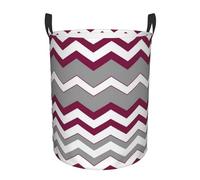 Large Laundry Basket, Modern Burgundy, Grey, White, Zig Zag Collapsible Laundry Hamper Dirty Clothes Washing Bin for College Dorm Storage Essentials