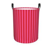 Large Laundry Basket, Multiple Stripe Patterns Red Hot Pink Soft Collapsible Laundry Hamper Dirty Clothes Washing Bin for College Dorm Storage Essentials 15.7" x 19.6"