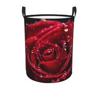 Large Laundry Basket Red rose Laundry Hamper Freestanding Tall Clothes Hamper Foldable Washing Bin Clothes Bag Collapsible Clothes Hamper for Laundry, Bedroom, Dorm
